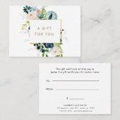 ミッドナイトブルーフローラ縁ど金ゴールドギフト券 名刺 (正面/裏面)