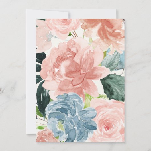 ミッドナイトブルーフローラ50th誕生日招待状 招待状 (裏面)