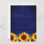 ミッドナイトブルーブライダルシャワーひまわりストリングライト 招待状 (裏面)