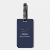 ミッドナイトブループロフェッショナルシンプルモノグラモダンム ラゲッジタグ (裏面縦)