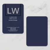 ミッドナイトブループロフェッショナルシンプルモノグラモダンム 名刺 (正面/裏面)