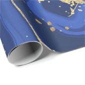 ミッドナイトブルーホワイトアゲートマーブル抽象芸術 ラッピングペーパー (ロールコーナー)