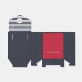 ミッドナイトブルーホワイトストライプのモノグラムイニシャル、赤 フェイバーボックス (折り畳みなし)