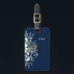 ミッドナイトブルーボタニックフローラ ラゲッジタグ<br><div class="desc">この美しいラゲッジタグは、濃い色、深夜の青の背景と、白、青、その他の柔らかい色でできたフローラカッコいいブーケが特徴です。水彩の花や葉フェミニンエレガントのtouchをデザイン</div>