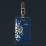 ミッドナイトブルーボタニックフローラ ラゲッジタグ<br><div class="desc">この美しいラゲッジタグは、濃い色、深夜の青の背景と、白、青、その他の柔らかい色でできたフローラカッコいいブーケが特徴です。水彩の花や葉フェミニンエレガントのtouchをデザイン</div>