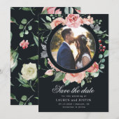 ミッドナイトブルームの花の写真 保存日カード セーブザデート (正面/裏面)