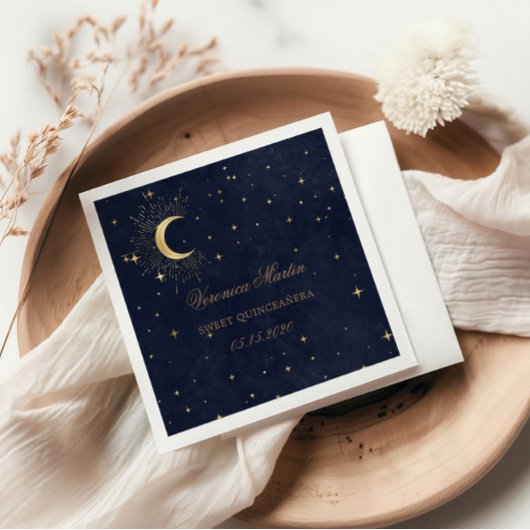 ミッドナイトブルームーンスターズキンセアニェラ スタンダードランチョンナプキン