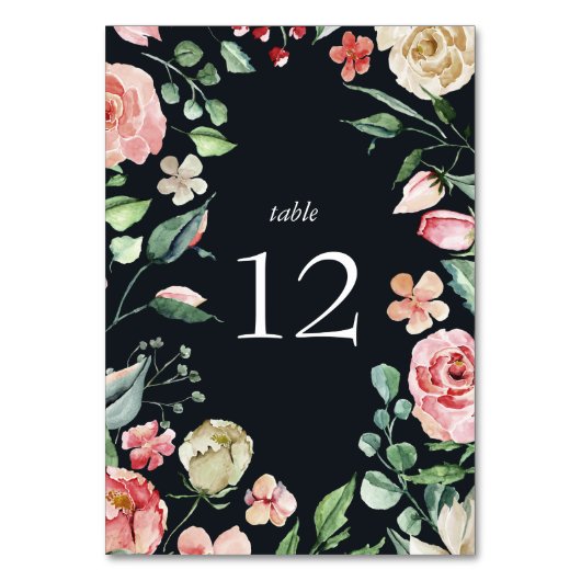 ミッドナイトブルーム エレガント フラワーナビーブルーテーブルカード テーブルナンバー (裏面)