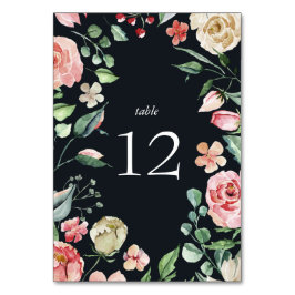 ミッドナイトブルーム エレガント フラワーネイビーブルー テーブルカード