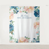 ミッドナイトブルーム ネイビーフラワーブライダルバックドロップ タペストリー (正面)