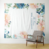 ミッドナイトブルーム ネイビー フラワー ブライダル バックドロップ タペストリー (インサイチュ(横))