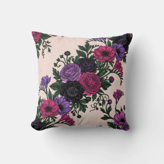 ミッドナイトブルーム フラワー Zazzle 枕