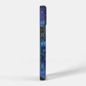 ミッドナイトブルーム iPhone 14ケース - 花柄の抽象画 iPhoneケース (右側面)