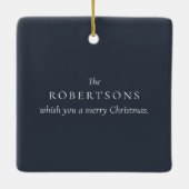 ミッドナイトブルーメリークリスマスフォト セラミックオーナメント (裏面)