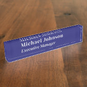 ミッドナイトブルーモダンプロフェッショナルミニマリスト デスクネームプレート (側面)