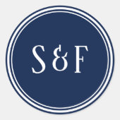 ミッドナイトブルーモノグラム封筒用シール ラウンドシール (正面)