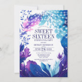 ミッドナイトブルーリーフ夕べプールパーティースウィート16 招待状 (正面)