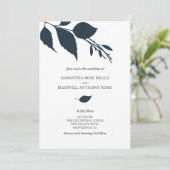 ミッドナイトブルーリーフ結婚式招待状 招待状 (スタンド正面)