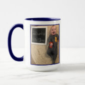 ミッドナイトブルー男の赤ちゃんフォト誕生レコードStat マグカップ (左)