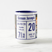 ミッドナイトブルー男の赤ちゃんフォト誕生レコードStat Mag マグカップ (中央)