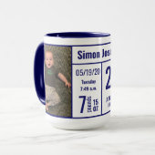 ミッドナイトブルー男の赤ちゃんフォト誕生レコードStat Mag マグカップ (正面左)