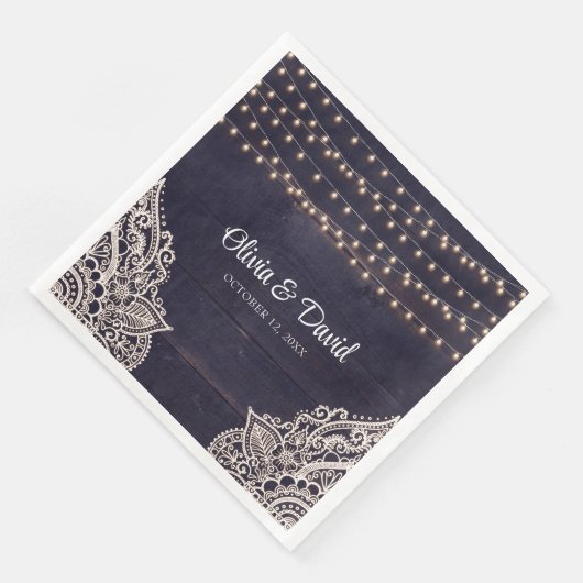 ミッドナイトブルー素朴エレガンス結婚ズナプキンス (コーナー)