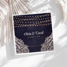 ミッドナイトブルー素朴エレガンス結婚ズナプキンス