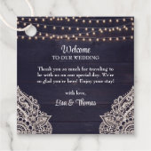 ミッドナイトブルー素朴エレガンス結婚式の引き出物ラベル フェイバータグ (正面)