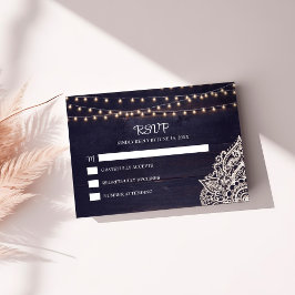 ミッドナイトブルー素朴エレガンスRSVPカード サンキューカード