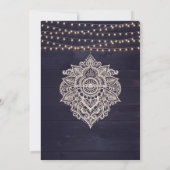 ミッドナイトブルー素朴木製結婚式招待状 招待状 (裏面)