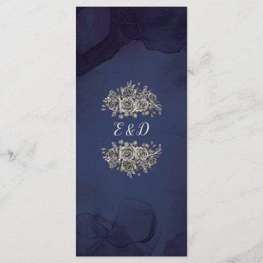 ミッドナイトブルー結婚ゴシックの座席表 メニュー (裏面)