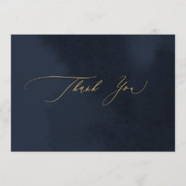 ミッドナイトブルー結婚書道のサンキューカード 招待状