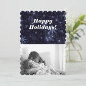 ミッドナイトブルー背景フラットカード付き雪片 シーズンカード (スタンド正面)