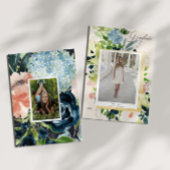 ミッドナイトブルー赤面フローラ写真卒業カード セーブザデート