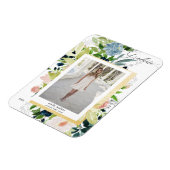 ミッドナイトブルー赤面フローラ写真卒業カード マグネット (左側)