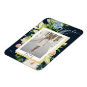 ミッドナイトブルー赤面フローラ写真卒業カードM マグネット (左側)