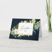 ミッドナイトブルー赤面フローラ写真折り畳み卒業 カード (正面)