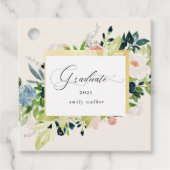 ミッドナイトブルー赤面フローラ卒業メッセージカード フェイバータグ (正面)