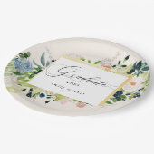 ミッドナイトブルー赤面フローラ卒業紙プレート ペーパープレート (アングル)