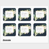 ミッドナイトブルー赤面フローラ卒業 スクエアシール (シート)