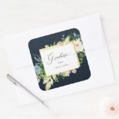 ミッドナイトブルー赤面フローラ卒業 スクエアシール (封筒)