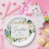 ミッドナイトブルー赤面フローラ卒業 ペーパープレート (パーティー)