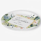 ミッドナイトブルー赤面フローラ卒業 ペーパープレート (アングル)