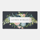 ミッドナイトブルー赤面フローラ エレガント デスクマット (正面)