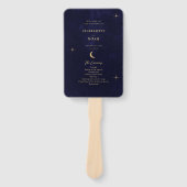 ミッドナイトブルー金ゴールドムーンスターズ結婚式 プログラム ハンドファン (正面)