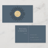 ミッドナイトブルー金ゴールドモノグラムハロー 名刺 (正面/裏面)