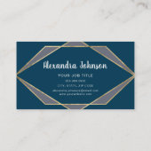 ミッドナイトブルー金ゴールド幾何学的ヘアメイクアップ 名刺 (裏面)