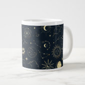 ミッドナイトブルー金ゴールド星星座パターン ジャンボコーヒーマグカップ (正面右)