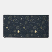 ミッドナイトブルー金ゴールド星星座パターン デスクマット (正面)