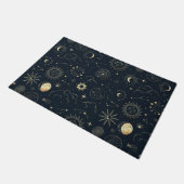ミッドナイトブルー金ゴールド星星座パターン ドアマット (アングル)
